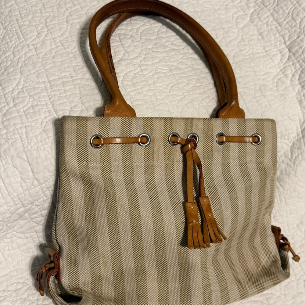 Vintage Dooney & Bourke Striped Tassel Tote